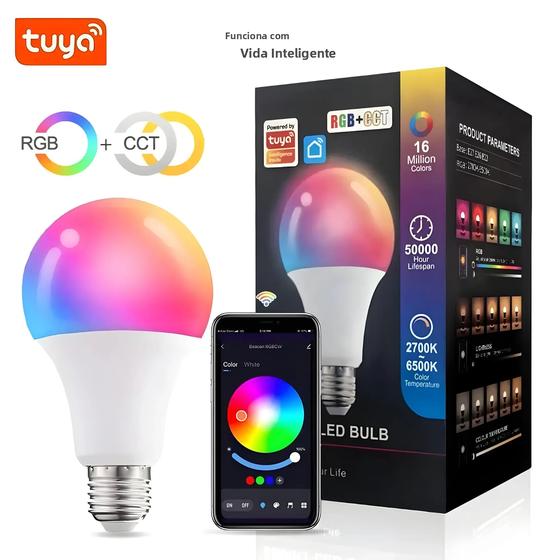 Lâmpada LED Tuya Wifi E27 Que Muda De Cor 220V 110V Controle De ...