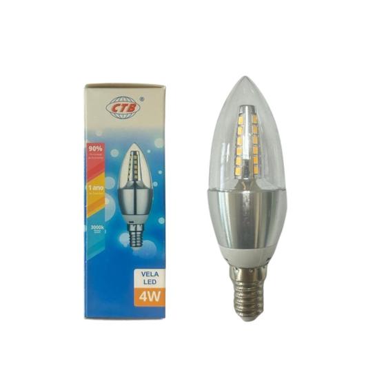 Imagem de Lâmpada Led Vela 4w Bivolt Base E14 Branco Quente 3000k