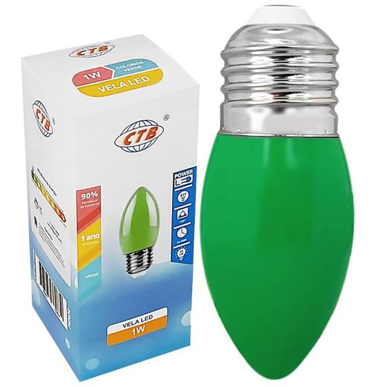 Imagem de Lâmpada Led Vela Lisa 1W 127V E27  Verde Lustre