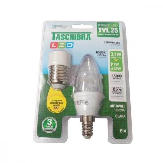 Imagem de Lampada Led Vela Taschibra 3W 6500K Clara Tvl25  11080333