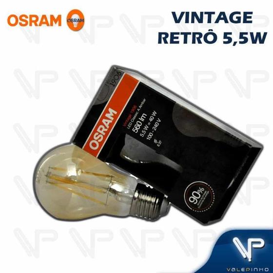 Imagem de Lâmpada led vintage osram 5,5w 2500k(branco quente)e27 bivolt bulbo(a60)