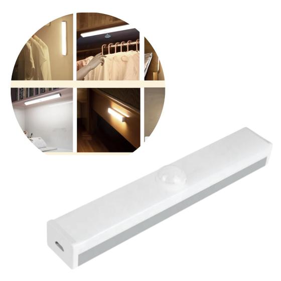 Imagem de Lâmpada Luminária Barra Led Sensor Presença S/ Fio Recarregável USB Closets Armários  Luz De Emergência Nichos