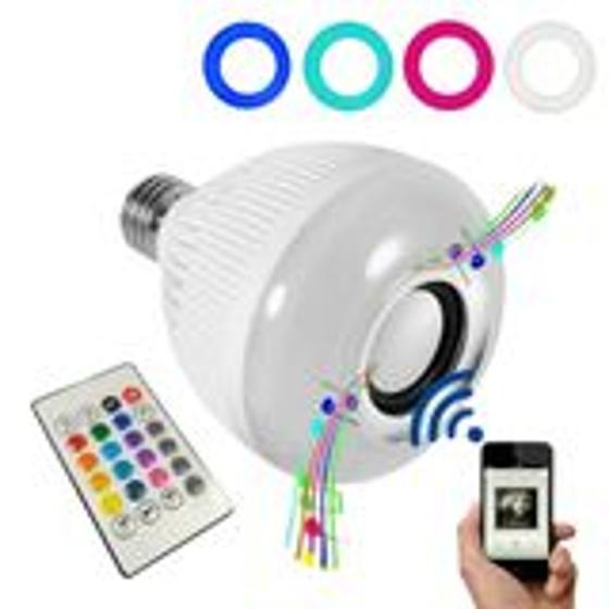 Imagem de Lâmpada Luz RGB Led Colorida 13 Cores 12w Caixa de som Bluetooth Com Controle