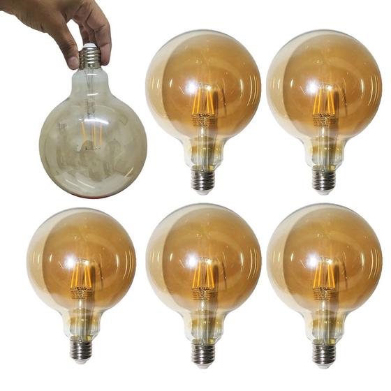 Imagem de Lampada Multi Filamento Led Branco Quente 38W Kit 6 Uni Ballon Decoraçao Vintage Enfeite Iluminaçao Retro Casa