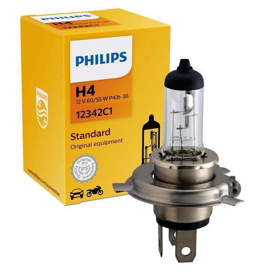 Lâmpada Philips Halógena Standard 55/60W 12v H4 Biodo P43t-38 Farol Menor preço em Lâmpada Philips Halógena Standard 55/60W 12v H4 Biodo P43t-38 Farol