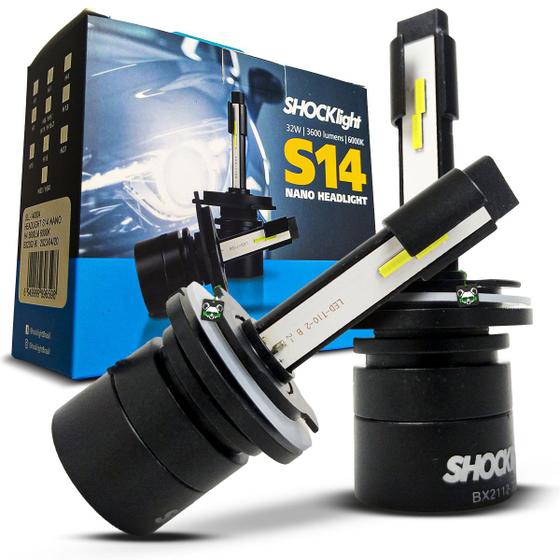 Imagem de Lâmpada Shocklight Led Automotivo S14 Nano Headlight 3600 Lumens 6000k 32W Encaixe Modelo H15