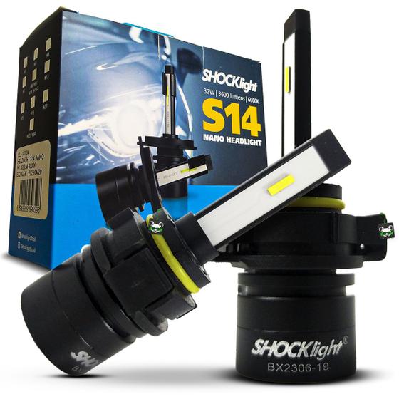 Imagem de Lâmpada Shocklight Led Automotivo S14 Nano Headlight 3600 Lumens 6000k 32W Encaixe Modelo H16