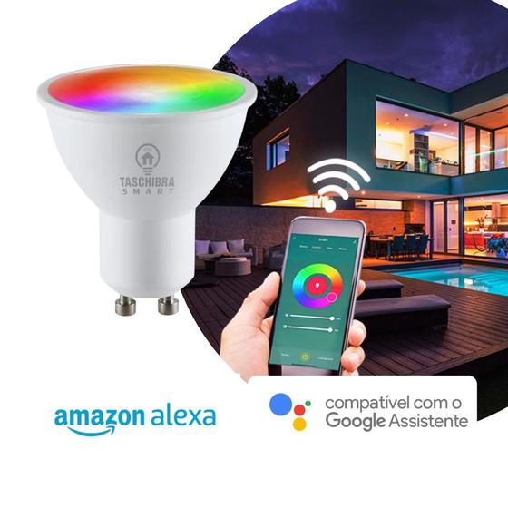 Imagem de Lâmpada Smart Inteligente Alexa Google LED RGB Wi-Fi MR16 4,8W - Taschibra