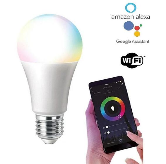 Lâmpada Smart Led Wi-Fi Inteligente Controle APP Alexa Google Assistente Branco/RGB 10W Menor preço em Lâmpada Smart Led Wi-Fi Inteligente Controle APP Alexa Google Assistente Branco/RGB 10W