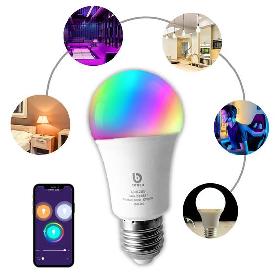 Lâmpada Smart WiFi LED Inteligente Color RGB , Luz Branca Quente e Fria Alexa Google 12W Bivolt Menor preço em Lâmpada Smart WiFi LED Inteligente Color RGB , Luz Branca Quente e Fria Alexa Google 12W Bivolt