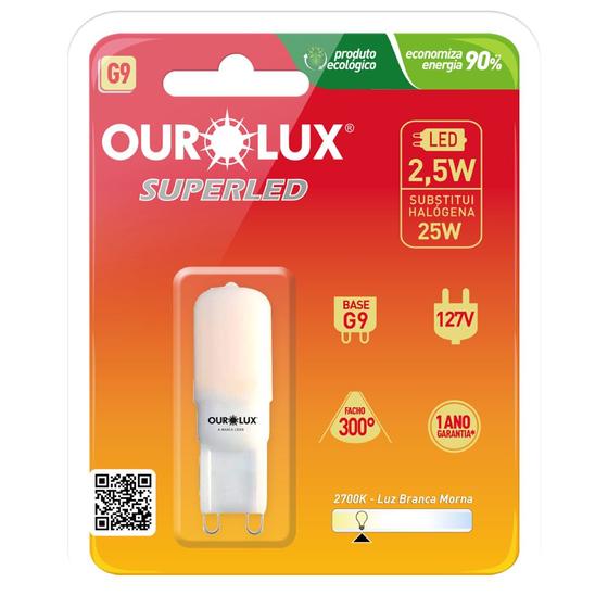 Imagem de Lâmpada Super LED G9 2,5 Watts 110 Volts 2700k Fosca 300º - 20156 - OUROLUX