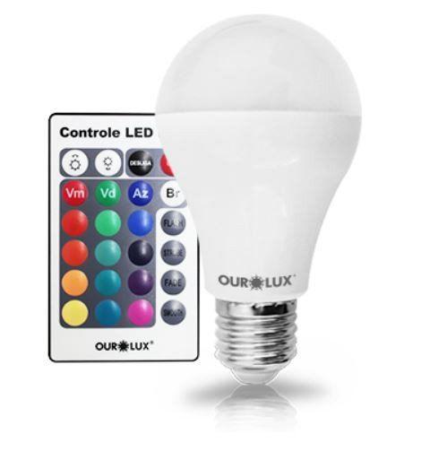 Imagem de Lâmpada SuperLED 5W E27 RGB 15 Cores com Controle Bivolt - Ourolux