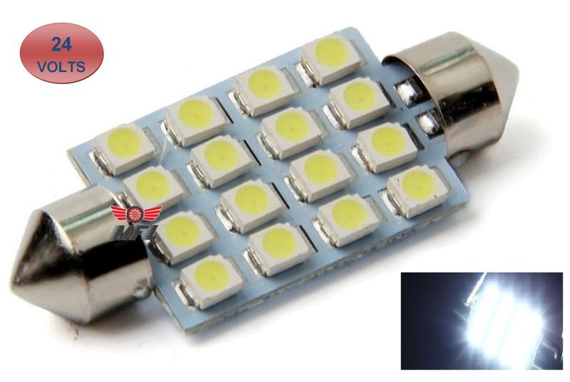 Imagem de Lampada torpedo 16 led c5w 39 mm branco 24v