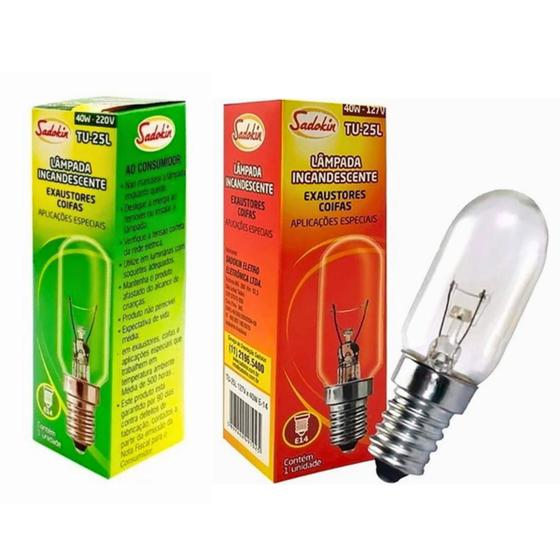Lâmpada TU-25L Exaustor e Coifa Incandescente E-14 40W Menor preço em Lâmpada TU-25L Exaustor e Coifa Incandescente E-14 40W