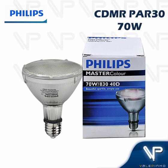 Lâmpada vapor metálico philips cdmr-par30-70w 40g 3000k(branco quente)e27 Menor preço em Lâmpada vapor metálico philips cdmr-par30-70w 40g 3000k(branco quente)e27