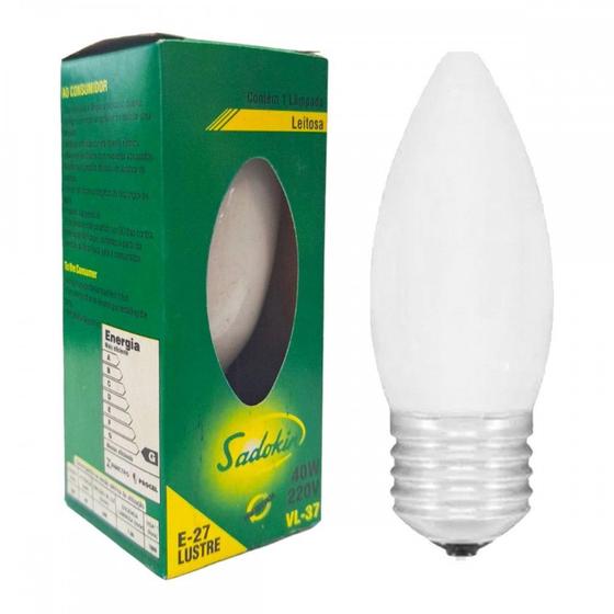 Imagem de Lampada Vela Balao Sadokin Leitosa 40Wx220V. . / Kit C/ 10 Peças