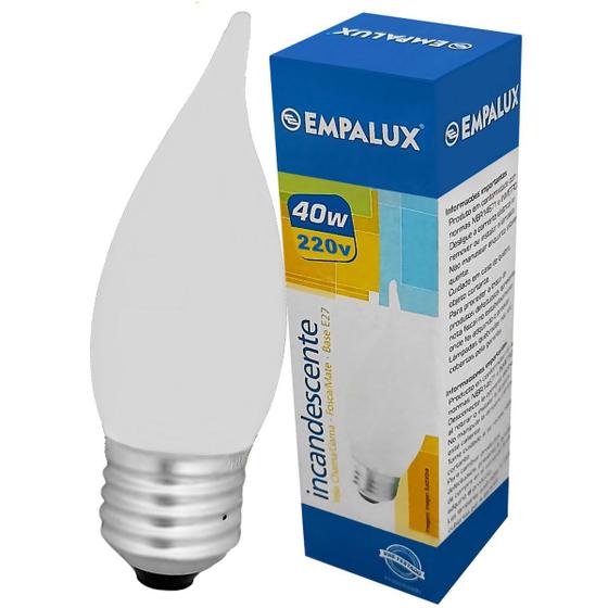 Imagem de Lâmpada Vela Bico Torto Fosca 40W 220V E27 Quente Empalux