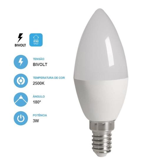 Imagem de Lâmpada Vela Fosca 3W 250LM 2500K E27 Bivolt Save Energy