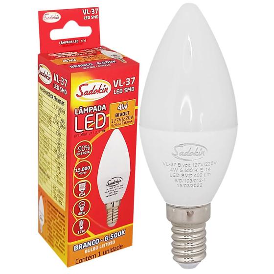 Imagem de Lâmpada Vela Led Lisa 4w E14 Bivolt Branco Frio Leitosa