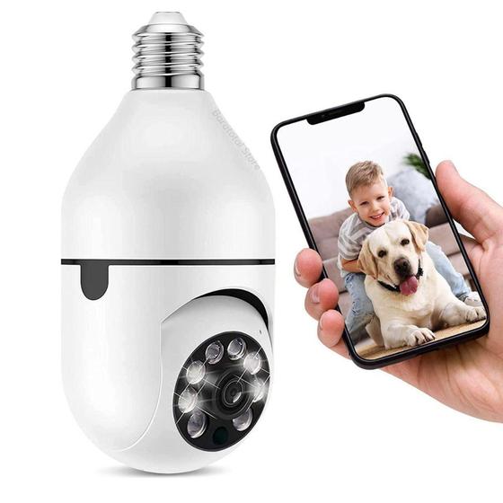 Imagem de Lâmpada VRCAM Câmera Espiã 355º Wifi Segurança Monitoramento Real Filmagem Alerta - Casa Pet Mix