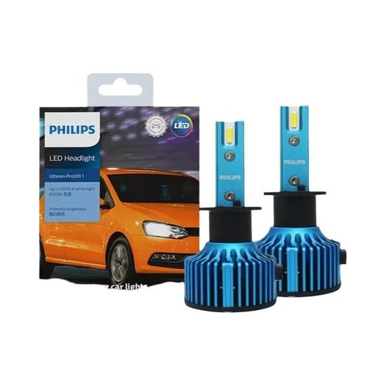 Imagem de Lâmpadas brancas brilhantes do farol do carro do Philips LED H1 H4 H7 H11 HB3 HB4 HIR2 6000K 2x