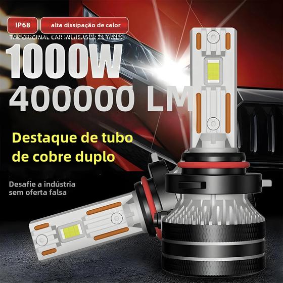 Imagem de Lâmpadas de LED Canbus H7 H4 H9 H11 1000W para Carro e Moto - 400.000 Lumens