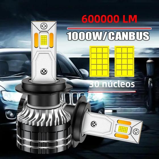 Imagem de Lâmpadas de LED Super Brilhantes H1 H7 H4 H11 6000K - 1000W - 600000 Lumens