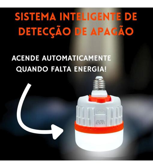 Lampadas Emergência 50w Luz Inteligente Recarregáv Luminaria Bivolt
