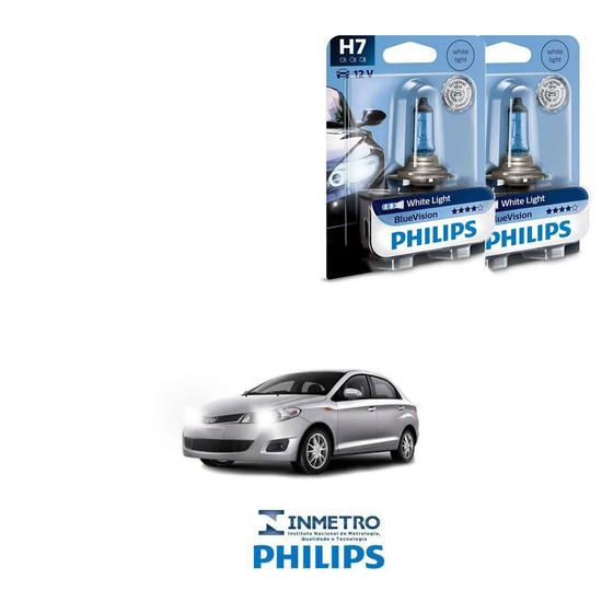 Imagem de Lâmpadas Farol Baixo Chery Celer 2013-2015 H7 BlueVision Philips