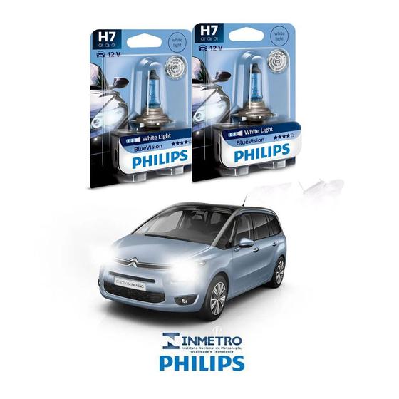 Imagem de Lâmpadas Farol Baixo Citroën C4 Picasso Grand 2007-2014 H7 BlueVision Philips