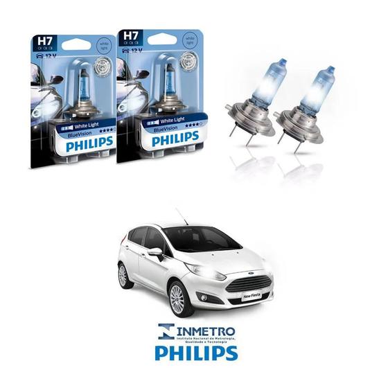 Imagem de Lâmpadas Farol Baixo Ford New Fiesta Sedan 2013-2015 H7 BlueVision Philips