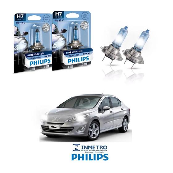 Imagem de Lâmpadas Farol Baixo Peugeot 408 2011-2014 H7 BlueVision Philips