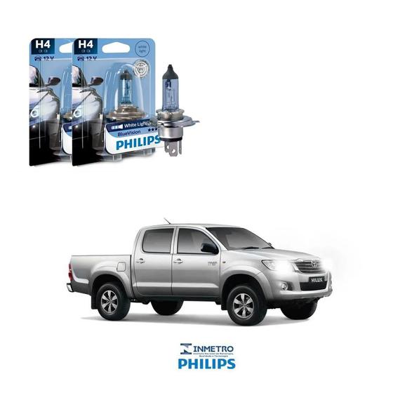 Imagem de Lâmpadas Farol Toyota Hilux Philips H4 BlueVision