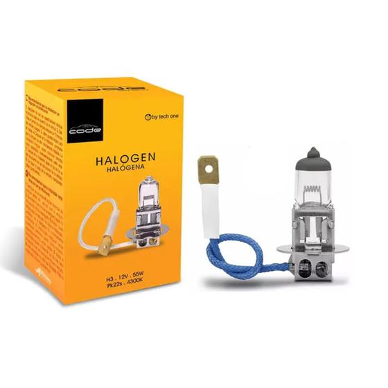 Imagem de Lâmpadas Halógenas Encaixe H3 Potência 55W 12V Duas Peças Resistente À Água Base Pk22s Linha Code Tech One