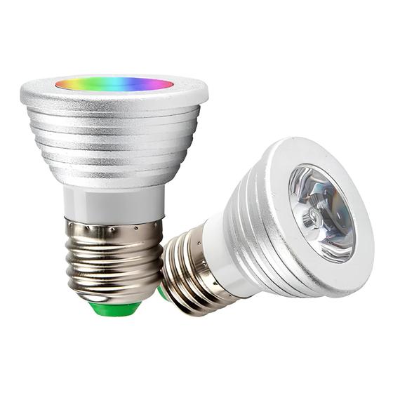 Imagem de Lâmpadas Led Dicroica Rgb 5w Colorida Controle Remoto - E-27