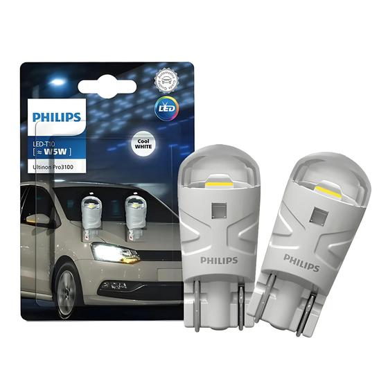 Imagem de Lâmpadas LED Philips Ultinon Pro3100 T10/W5W - Branca - Par para Sinal de Mudança e Estacionamento