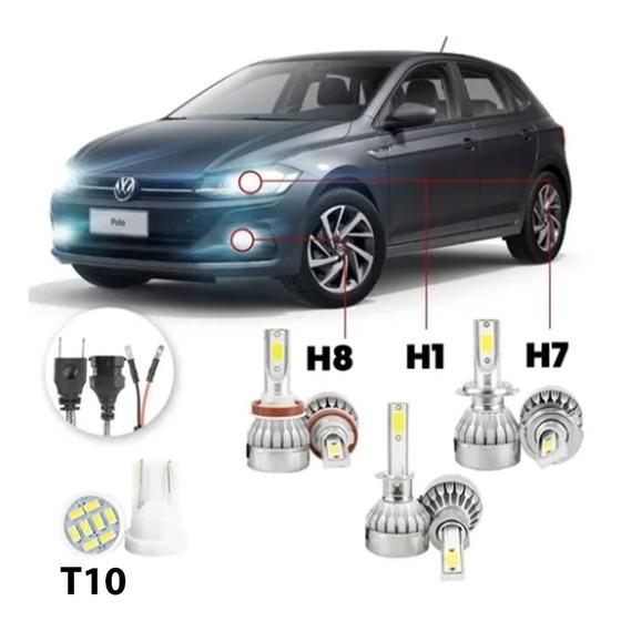 Lampadas Led Volkswagen Polo 2018 A 2020 H1 H7 H8 T10 20000lm Menor preço em Lampadas Led Volkswagen Polo 2018 A 2020 H1 H7 H8 T10 20000lm