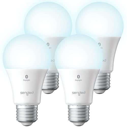 Imagem de Lâmpadas Sengled Alexa equivalentes a 100 W, lâmpadas inteligentes 1500LM Bluetooth Mesh, lâmpadas inteligentes que funcionam apenas com Alexa, lâmpada LED regulável A19 5000K 100W, alto brilho, sem necessidade de hub, pacote com 4