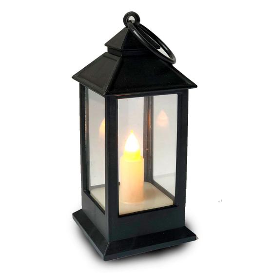 Imagem de Lamparina Decorativa Preto Velas Led Natalina 13cm Decoração