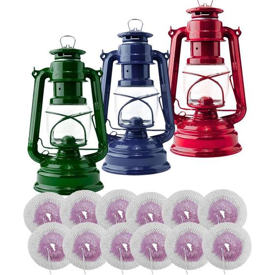 Imagem de Lampião A Querosene Lamparina Luminária 27cm Com 12 Camisas
