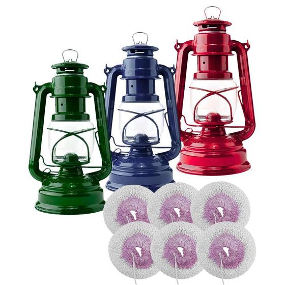 Imagem de Lampião A Querosene Lamparina Luminária 27cm Com 6 Camisas