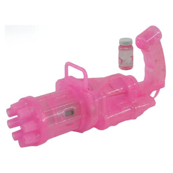 Imagem de Lança Bolhas de Sabão Pistola de Bolhas A Pilha Com Luz LED 8 Furos Rosa