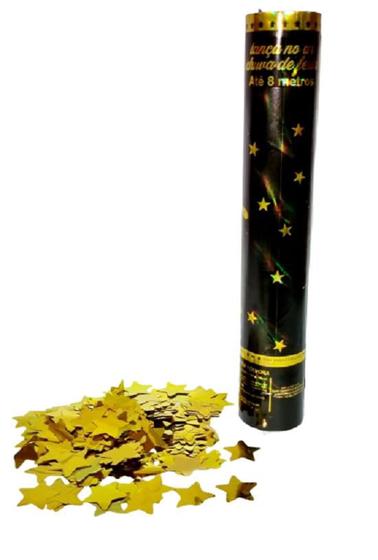 Imagem de Lança Confetes Estrelas Dourado Metalizado 30cm - 01 unid