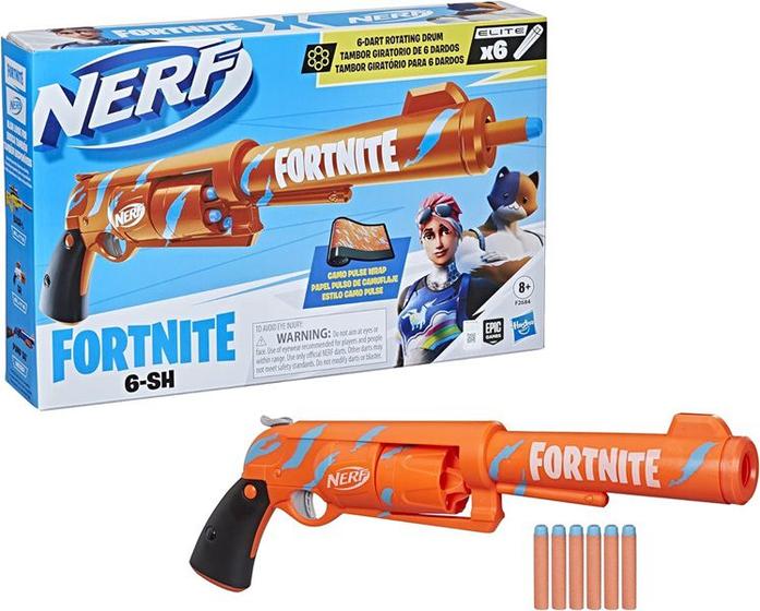 Imagem de Lança Dardos Nerf Fortnite 6-SH Laranja Camuflagem Camo Pulse - Com Tambor Giratório Para 6 Dardos - Hasbro