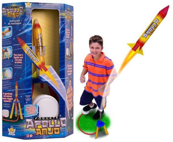 Imagem de Lança Foguete Apollo Voa até 15mt Altura Brinquedo Lançador - Anjo