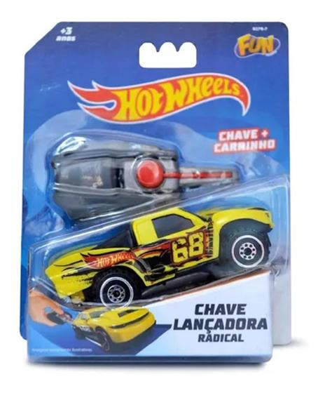 Imagem de Lançador Chave Radical Hot Wheels Carro Amarelo F00034 Fun