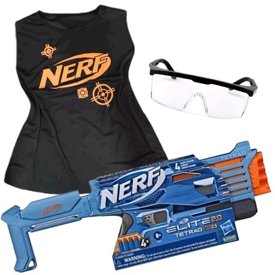 Imagem de Lançador de Dardos Nerf Elite Tetrad com Colete e Óculos