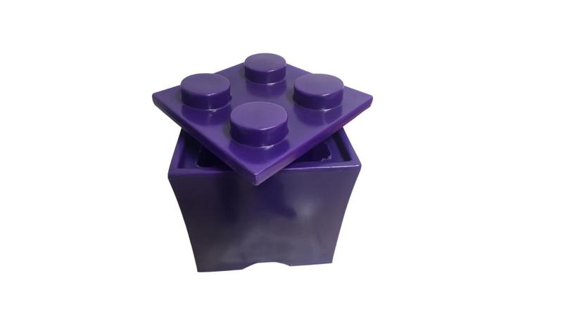 Imagem de Lançamento baú roxo caixa organizadora cubo lego-baú peça monta monta infantil-guarda volumes kids-moldelo baú com encai