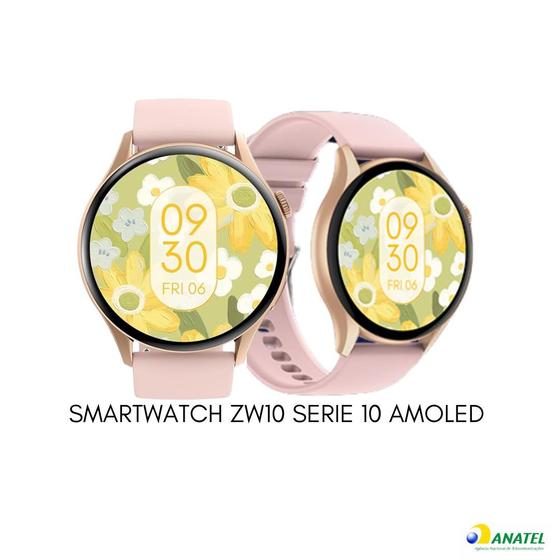 Imagem de Lançamento relógio smartwatch zw10 serie 10 amoled c/ duas pulseiras