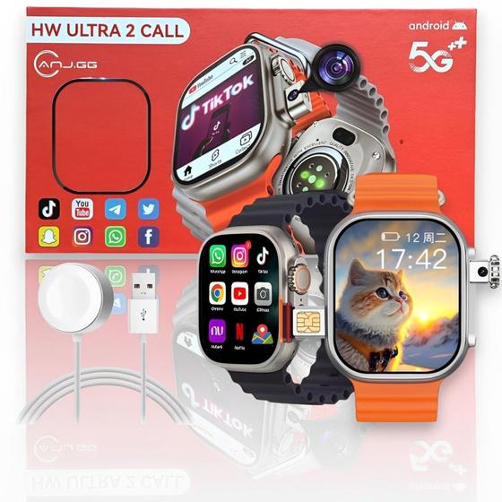 Imagem de Lançamento Smartwatch HW Ultra 2 Call Android com Chip 5G Câmeras Duplas + Película